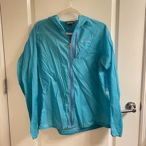 Patagonia Women's Lightweight Houdini Rain Jacket Turquoise Blue Size XL